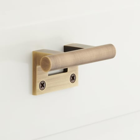 Signature Hardware Bandon 5-7/8 Inch Center to Center Bar Cabinet Pull Antique Brass