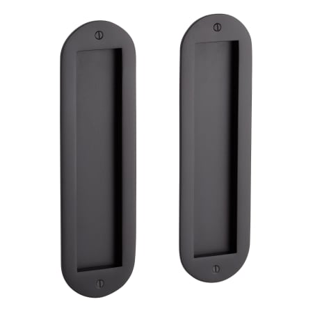 Signature Hardware 8-1/2" Tall Rounded Pop-Out Brass Pocket Passage Door Pull Matte Black