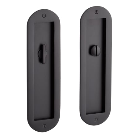 Signature Hardware 8-1/2" Tall Rounded Pop-Out Brass Pocket Privacy Door Pull Matte Black