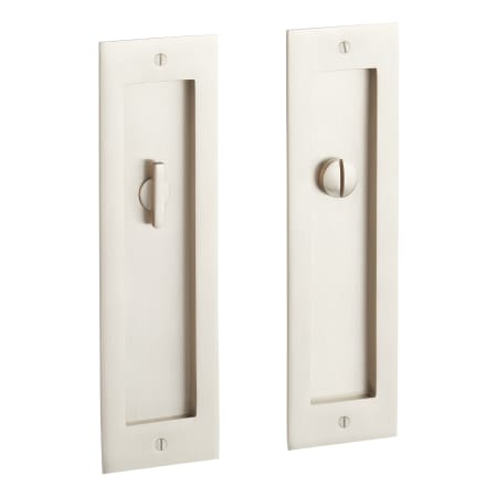 Signature Hardware 8-1/2" Tall Elongated Pop-Out Brass Pocket Privacy Door Pull Brushed Nickel