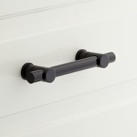 Signature Hardware Clanora 3-3/4 Inch Center to Center Bar Cabinet Pull Black / Matte Black
