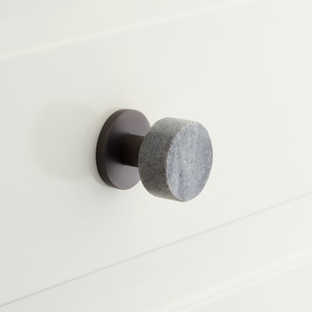 Signature Hardware Jarek 1 Inch Diameter Round Cabinet Knob Gray Granite / Satin Gunmetal