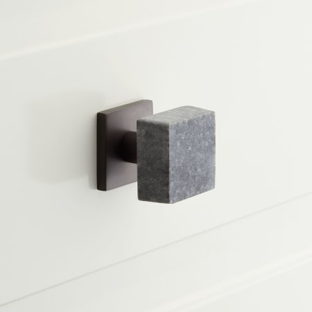 Signature Hardware Jarek 1 Inch Diameter Square Cabinet Knob Gray Granite / Satin Gunmetal