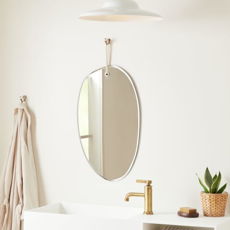 Signature Hardware Price 16" W x 27" H Modern Oval Frameless Bathroom Wall Mirror N/A