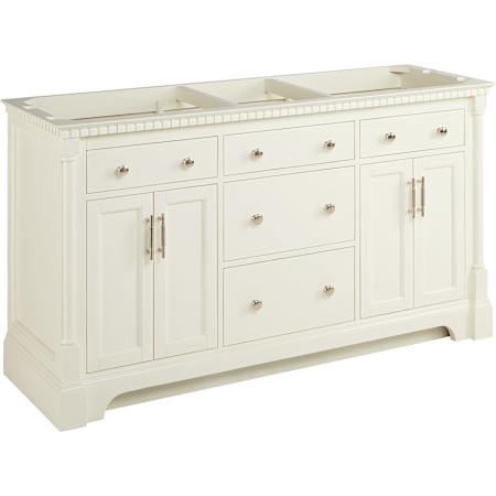 Signature Hardware Claudia 60" Mahogany Double Basin Vanity Cabinet - Cabinet Only - Less Vanity Top Antique White