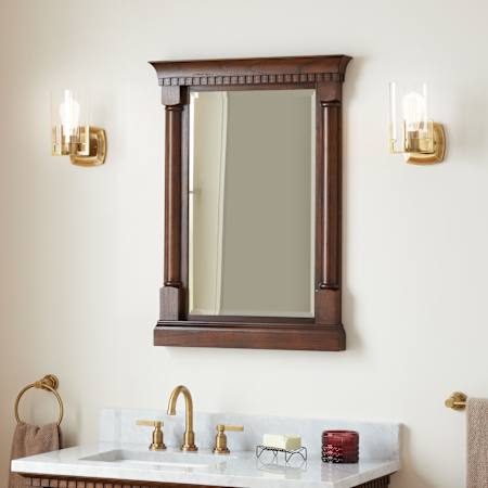 Signature Hardware Claudia 24" Modern Rectangular Framed Bathroom Wall Mirror Antique Coffee