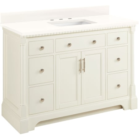 Signature Hardware Claudia 48" Mahogany Single Basin Vanity Set with Cabinet, Vanity Top, and Rectangular Undermount Sink - 8" Faucet Holes White / Arctic White