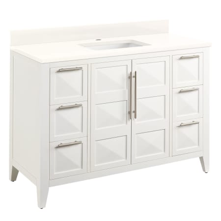 Signature Hardware Holmesdale 48" Freestanding Mahogany Single Basin Vanity Set with Cabinet, Vanity Top, and Rectangular Undermount Sink - Single Faucet Hole Bright White / Arctic White