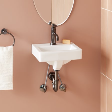 Signature Hardware Brynsdale 15" Rectangular Porcelain Wall-Mounted Bathroom Sink with Overflow and Single Faucet Hole White