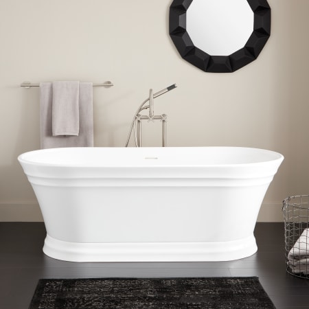 Signature Hardware Odenwald 67" Acrylic Soaking Tub with Integrated Overflow and Drain and Foam Insulation White