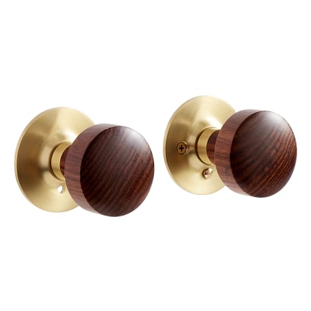 Signature Hardware Vanisa Privacy Door Knob Set with Round Rose Satin Brass