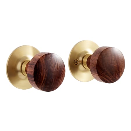 Signature Hardware Vanisa Passage Door Knob Set with Round Rose Satin Brass