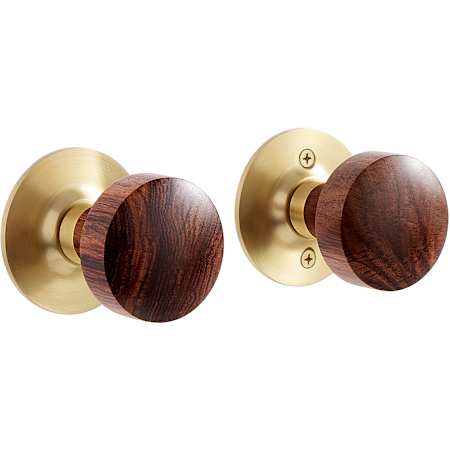 Signature Hardware Vanisa Passage Door Knob Set with Round Rose Satin Brass