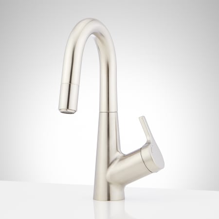 Signature Hardware Marcrest 1.2 GPM Single Hole Pull-Down Bathroom Faucet Brushed Nickel