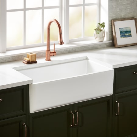 Signature Hardware Grigham 36" Farmhouse Single Basin Fireclay Kitchen Sink White