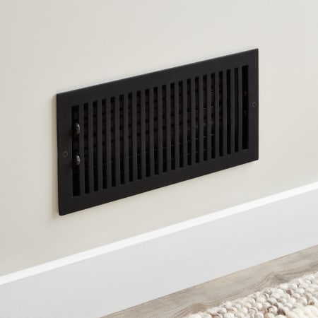 Signature Hardware 6" x 12" Cast Iron Wall Register Black Powder Coat