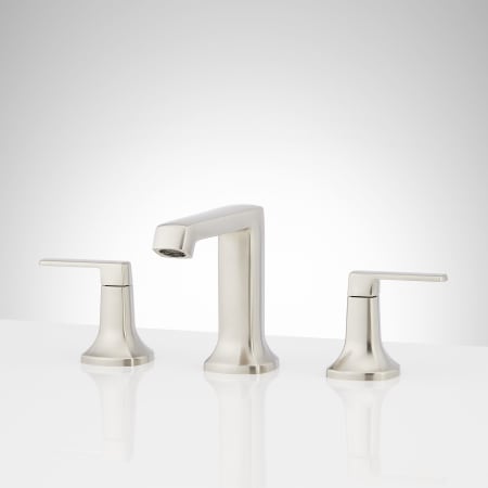 Signature Hardware Sefina 1.2 GPM Widespread Bathroom Faucet with Pop-Up Drain Assembly Brushed Nickel
