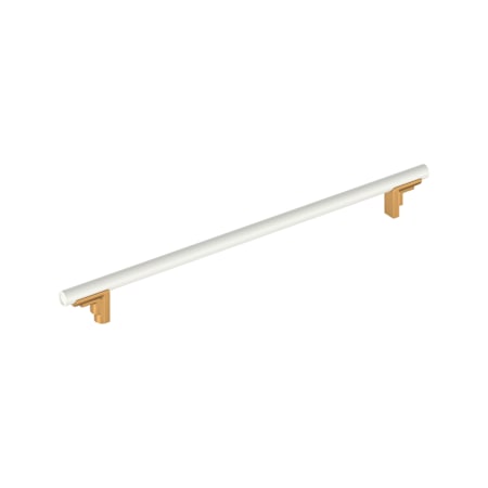 Signature Hardware Anberlin 18 Inch Center to Center Appliance Pull - Matte White Handle Brushed Gold