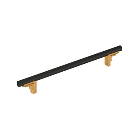Signature Hardware Anberlin 12 Inch Center to Center Appliance Pull - Matte Black Handle Brushed Gold