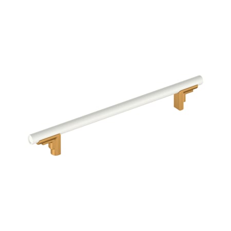 Signature Hardware Anberlin 12 Inch Center to Center Appliance Pull - Matte White Handle Brushed Gold
