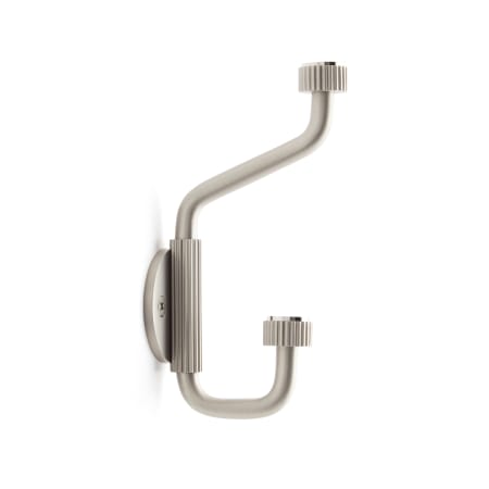 Signature Hardware Brixlee Knurled Brass Double Robe Hook Brushed Nickel / Polished Nickel