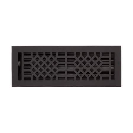 Signature Hardware Antique Iron Wall or Ceiling Register - 4" x 12" (13-1/2" x 5-3/4" Overall) Black Powder Coat