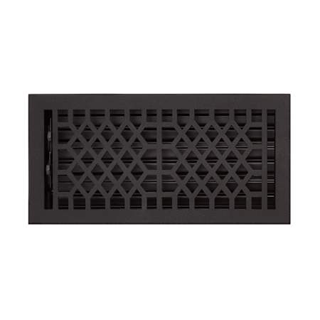 Signature Hardware Antique Cast Iron Floor Register - 6" x 14" (15-5/8" x 7-1/2" Overall) Black Powder Coat