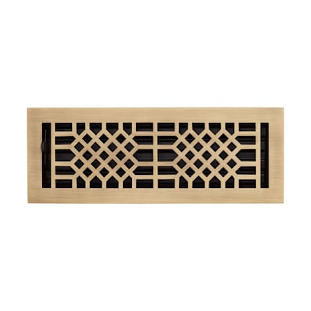 Signature Hardware Antique Style Brass Floor Register - 4" x 10" (5-3/4" x 11-5/8" Overall) Antique Brass