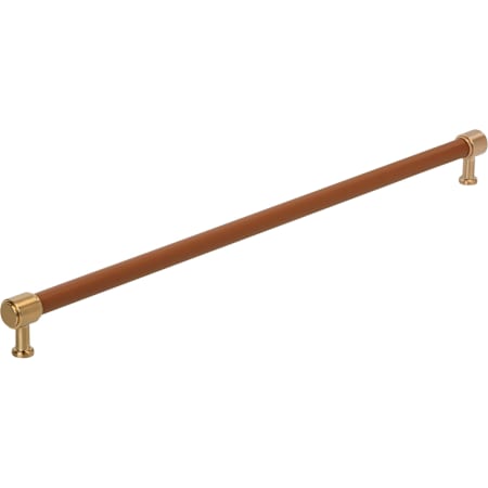 Signature Hardware Lazzara 24 Inch Center to Center Cognac Leather Appliance Pull Brushed Gold