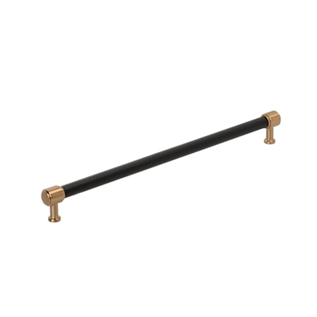 Signature Hardware Lazzara 18 Inch Center to Center Black Leather Appliance Pull Brushed Gold