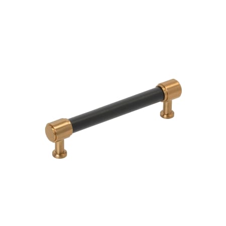 Signature Hardware Lazzara 5-1/16 Inch Center to Center Black Leather Bar Cabinet Pull Brushed Gold