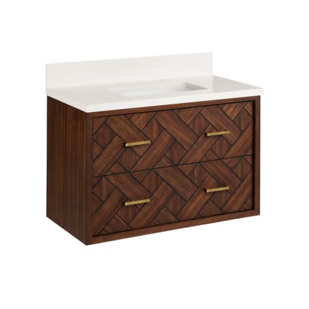 Signature Hardware Patzi 30" Wall Mounted Single Basin Vanity Set with Cabinet and Vanity Top Chocolate Bark Brown / Arctic White