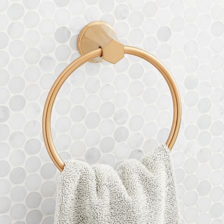 Signature Hardware Elita 6-5/16" Wall-Mounted Towel Ring Brushed Gold