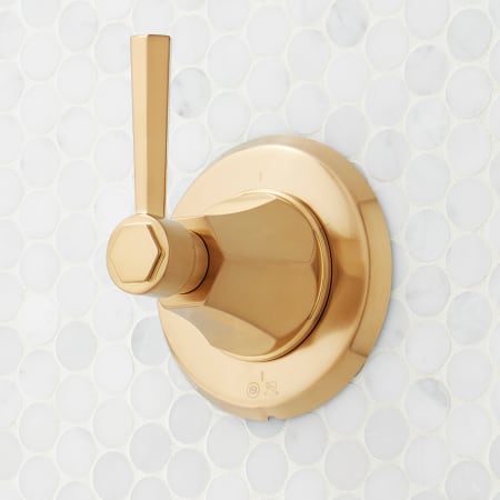 Signature Hardware Elita 6 Function Diverter Valve Trim with Lever Handle- Less Valve Brushed Gold