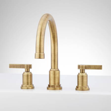 Signature Hardware Greyfield Deck Mounted Roman Tub Filler with Built-In Diverter - Rough In Valve Included Aged Brass