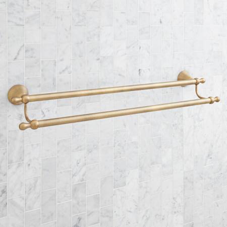 Signature Hardware Traditional 26-3/4" Towel Bar Aged Brass