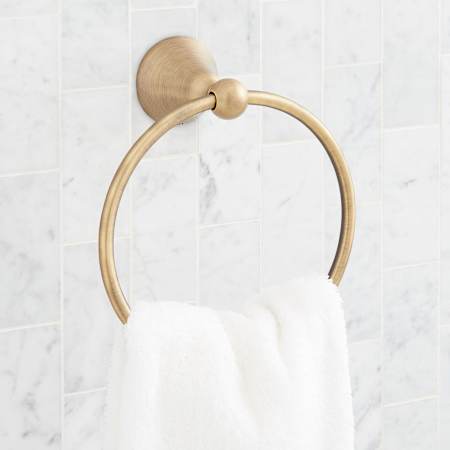 Signature Hardware Traditional 6-7/8" Wall Mounted Towel Ring Aged Brass