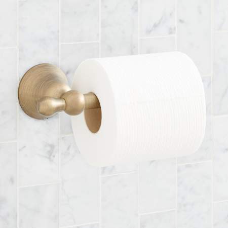 Signature Hardware Traditional Wall Mounted Toilet Paper Holder Aged Brass