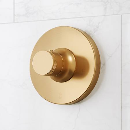 Signature Hardware Lentz Thermostatic Valve Trim Only with Knob Handle - Less Rough-In Valve Brushed Gold
