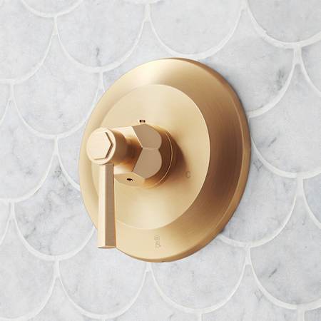 Signature Hardware Elita Thermostatic Valve Trim Only with Lever Handle - Less Rough-In Valve Brushed Gold