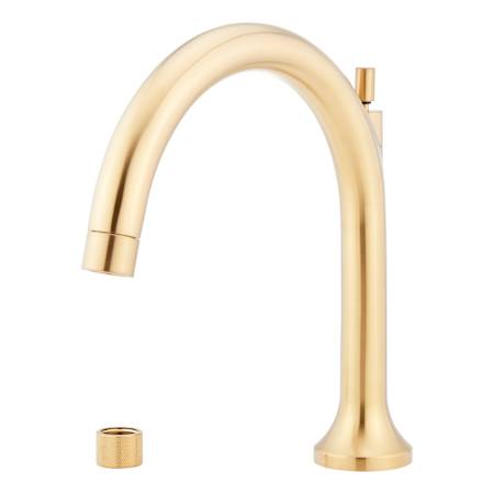 Signature Hardware Lentz Deck Mounted Roman Tub Filler with Built-In Diverter - Includes Hand Shower Brushed Gold