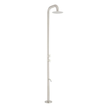 Signature Hardware Marisol Freestanding Outdoor Shower Panel with Rainfall Shower Head and Integrated Foot Wash Stainless Steel