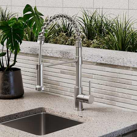Signature Hardware Swinton 1.75 GPM Single Hole Pre-Rinse Kitchen Faucet Stainless Steel