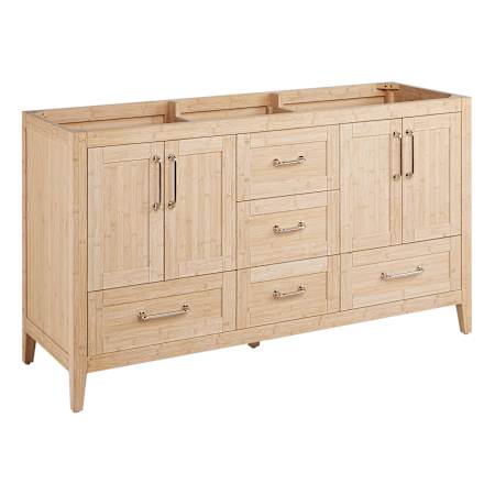 Signature Hardware Arrietty 60" Freestanding Bamboo Double Basin Vanity - Cabinet Only - Less Vanity Top Natural Bamboo