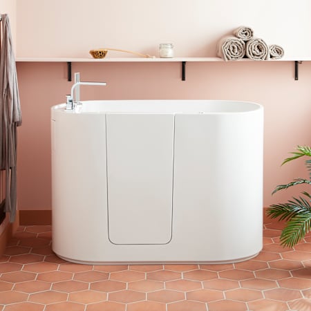 Signature Hardware Kamiza 55" Walk-In Freestanding Japanese Soaking Tub White