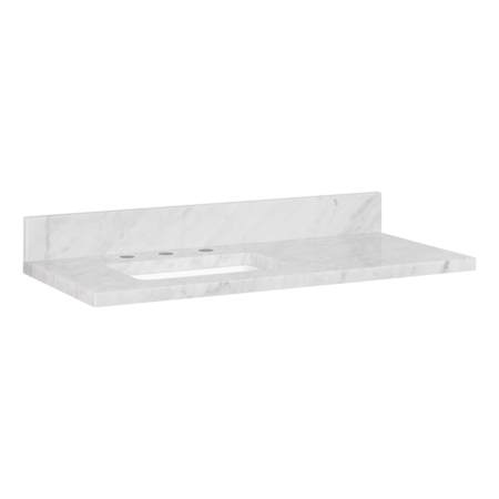 Signature Hardware 37" Marble Left Offset Vanity Top with Backsplash - Less Sink - 8" Faucet Holes Carrara