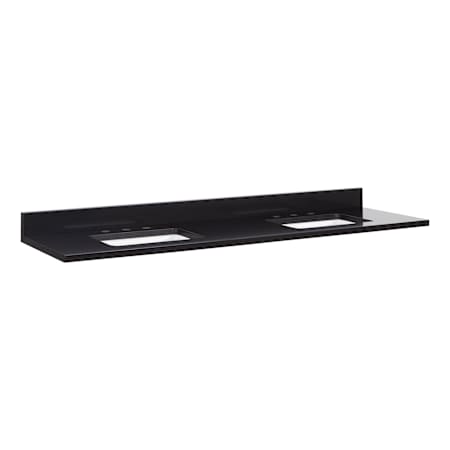 Signature Hardware 73" Quartz Double Basin Vanity Top - Less Sinks - 8" Faucet Holes and 36" Drain Centers Carbon Black