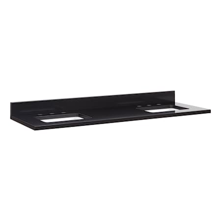 Signature Hardware 61" Quartz Double Basin Vanity Top - Less Sinks - 8" Faucet Holes and 36" Drain Centers Carbon Black