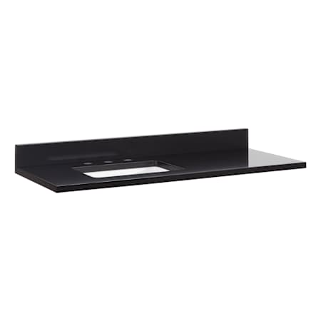 Signature Hardware 49" Quartz Left Offset Vanity Top with Backsplash - Less Sink - 8" Faucet Holes Carbon Black