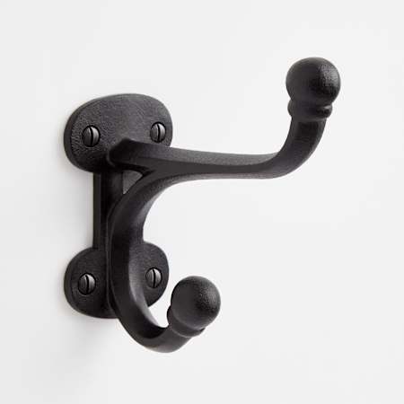 Signature Hardware Prue 2 Inch Wide Coat and Hat Hook Black Powder Coat
